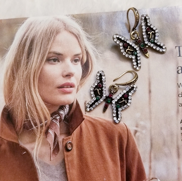 Turkish Crystal Enamel Butterfly Earrings - Picture 13 of 16